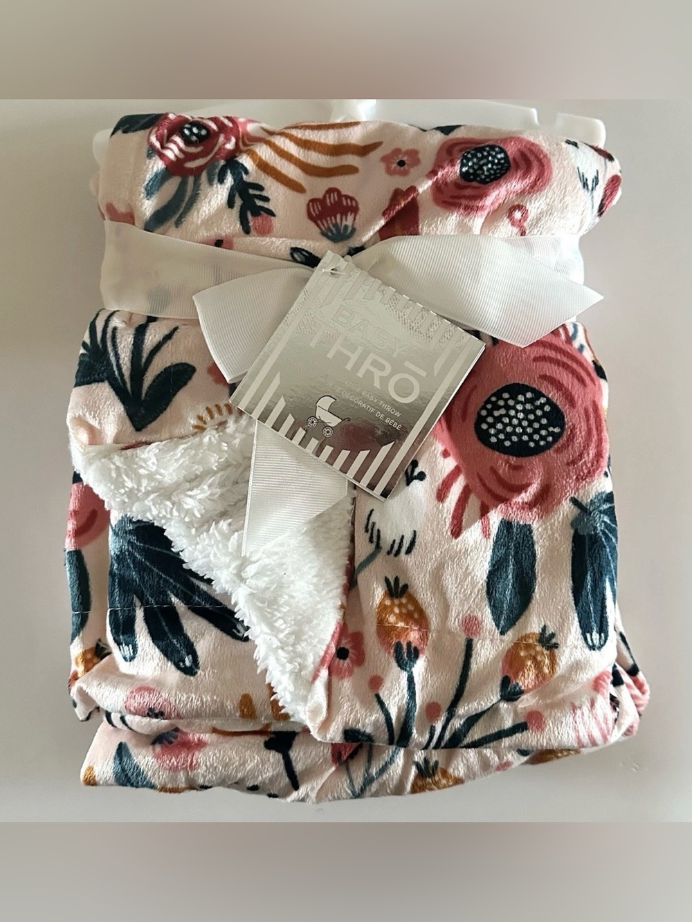 Baby THRO Multi Wendy Floral Print Micromink Decorative Baby Blanket 30”x40”